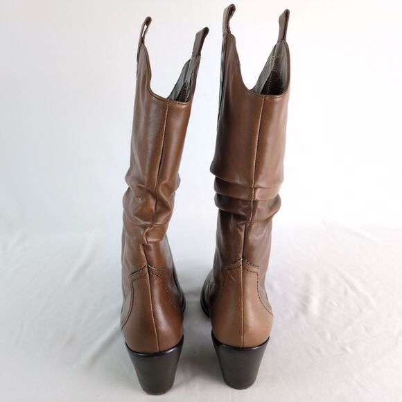 BCBGeneration Women's 8B Brown Leather Slouch Western Boots Mid-Calf 3" Heel - Picture 6 of 9